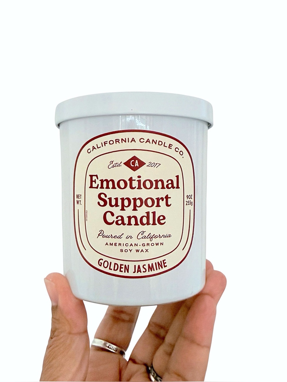 Leoben Company Emotional Support Golden Jasmine Scented Candle (White)